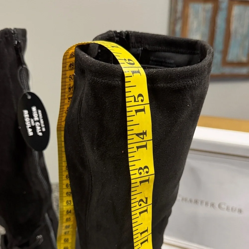 Charter Club Women's tall fabric Black Boots NWT 5.5